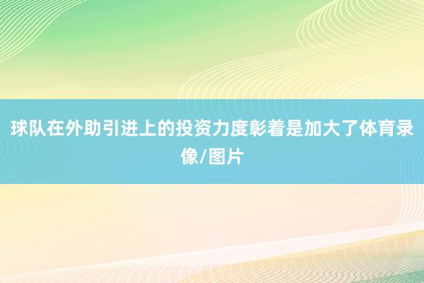 球队在外助引进上的投资力度彰着是加大了体育录像/图片