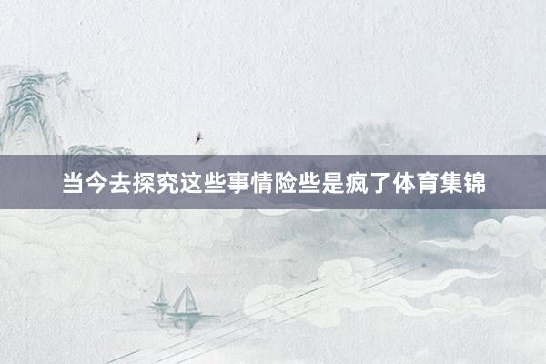 当今去探究这些事情险些是疯了体育集锦