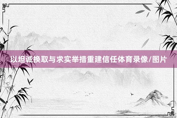 以坦诚换取与求实举措重建信任体育录像/图片