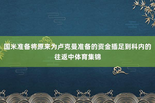 国米准备将原来为卢克曼准备的资金插足到科内的往返中体育集锦