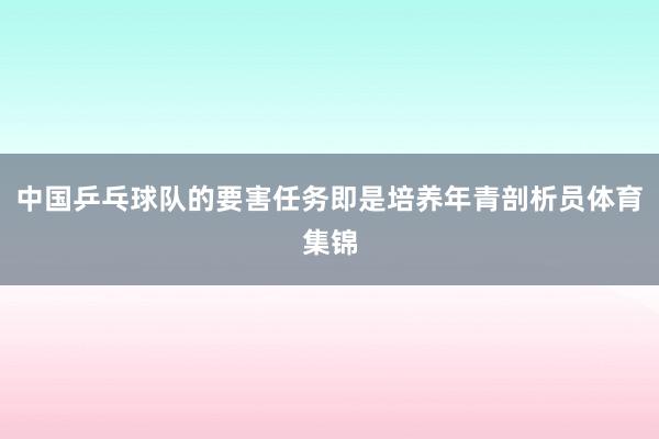 中国乒乓球队的要害任务即是培养年青剖析员体育集锦