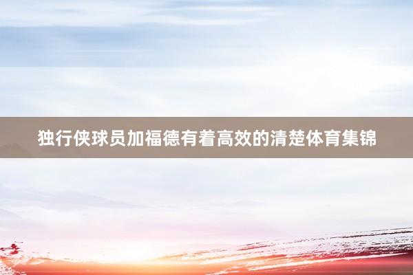 独行侠球员加福德有着高效的清楚体育集锦
