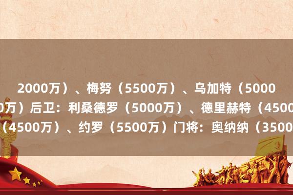 2000万）、梅努（5500万）、乌加特（5000万）、马兹拉维（3200万）后卫：利桑德罗（5000万）、德里赫特（4500万）、约罗（5500万）门将：奥纳纳（3500万）体育最新信息