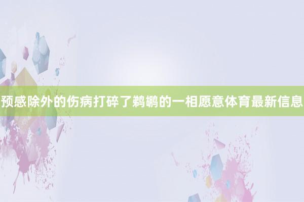 预感除外的伤病打碎了鹈鹕的一相愿意体育最新信息
