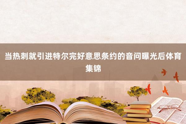 当热刺就引进特尔完好意思条约的音问曝光后体育集锦