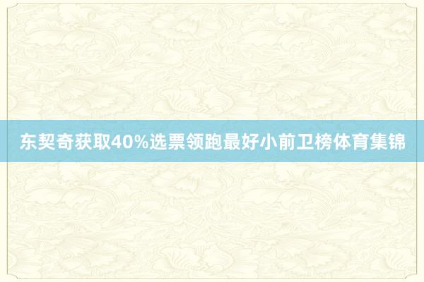 东契奇获取40%选票领跑最好小前卫榜体育集锦